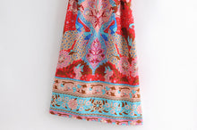 Load image into Gallery viewer, Peacock Red Print,Boho Kimono, Bikini Cover-ups