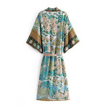 Load image into Gallery viewer, Boho Kimono ,Bikini Cover-Ups,Green Peacock Print