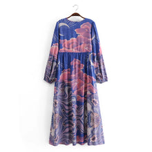 Load image into Gallery viewer, Star and Moon Print,Boho Maxi Dress,Beach Bohemian Dress