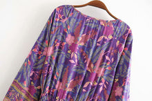 Load image into Gallery viewer, Mini Dress, Boho Dress,Purple Floral Print