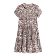 Load image into Gallery viewer, Leopard Floral Print ,Bohemian Mini Dress,Boho Dresses