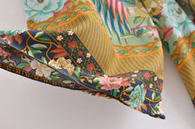 Load image into Gallery viewer, Green Peacock Floral ,bohemian kimono ,Boho Bikini Cover-ups