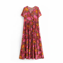 Load image into Gallery viewer, Red Floral Print,Bohemian Maxi Sundress,Boho Dress