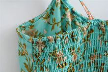 Load image into Gallery viewer, Boho Sets, Green Floral Print ,Mini Skirt and Tops