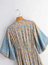 Load image into Gallery viewer, Maxi Dress, Boho Dress,Blue Floral Print