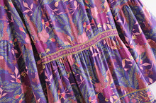 Load image into Gallery viewer, Purple Floral Print,Bohemian Maxi Dress,Boho Dress