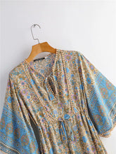 Load image into Gallery viewer, Maxi Dress, Boho Dress,Blue Floral Print