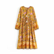 Load image into Gallery viewer, Yellow Floral Print,Bohemian Maxi Dress ,Boho Dress