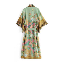 Load image into Gallery viewer, Boho Kimono ,Bikini Cover-Ups,Green Peacock Print
