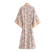 Load image into Gallery viewer, Boho Kimono,Bikini Cover-ups ,Gypsy Green Floral