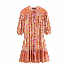 Load image into Gallery viewer, Mini Dress, Boho Dresses,Pink Floral Tassel