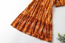 Load image into Gallery viewer, Mini Dress, Boho Dress,Brown Floral Print