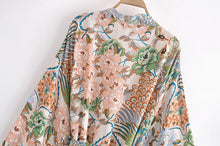 Load image into Gallery viewer, Peacock Floral Print , Bohemian Kimono,Boho Robe Kimono