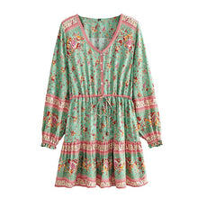 Load image into Gallery viewer, Mini Dress, Boho Sundress,Front Button Ruffles