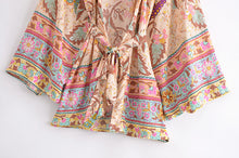 Load image into Gallery viewer, Peacock Floral Print ,bohemian Kimono,Boho Short Robe