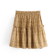Load image into Gallery viewer, Leopard Printed Ruffles Tassel ,Bohemian Pleated Skirt,Boho Mini Skirt