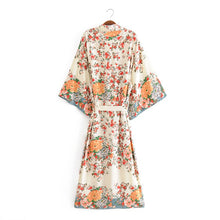 Load image into Gallery viewer, Multi Floral Print,Bohemian Kimono,Batwing Sleeves Robe