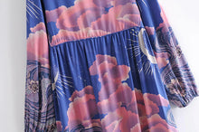 Load image into Gallery viewer, Star and Moon Print,Boho Maxi Dress,Beach Bohemian Dress