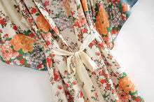 Load image into Gallery viewer, Multi Floral Print,Bohemian Kimono,Batwing Sleeves Robe