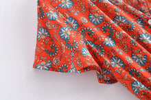 Load image into Gallery viewer, Red Floral Print , Boho Jumpsuit,Bohemian Rompers