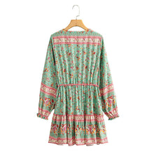 Load image into Gallery viewer, Mini Dress, Boho Sundress,Front Button Ruffles
