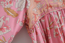 Load image into Gallery viewer, Tie Neck Floral Print ,mini Dress,Boho Dress