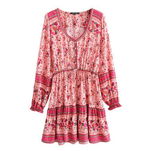 Load image into Gallery viewer, Mini Dress, Boho Sundress,Front Button Ruffles
