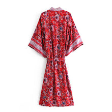 Load image into Gallery viewer, Boho Floral Kimono,Boho Robe Cover-up