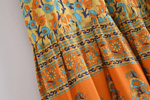 Load image into Gallery viewer, Yellow Floral Print,,High Elastic, Boho Maxi Skirt