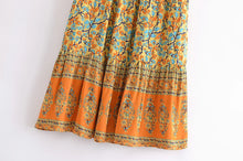 Load image into Gallery viewer, Yellow Floral Print,,High Elastic, Boho Maxi Skirt