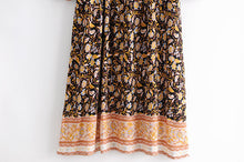 Load image into Gallery viewer, Multi Floral Print ,tie Neck ,Boho Maxi Dresses