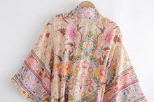 Load image into Gallery viewer, Bikini Cover-Ups,Boho Kimono Robe,Peacock Floral Print