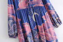 Load image into Gallery viewer, Star and Moon Print,Boho Maxi Dress,Beach Bohemian Dress