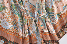 Load image into Gallery viewer, Peacock Floral Print , Bohemian Kimono,Boho Robe Kimono