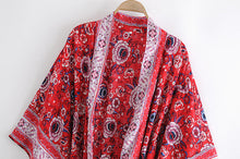 Load image into Gallery viewer, Boho Floral Kimono,Boho Robe Cover-up