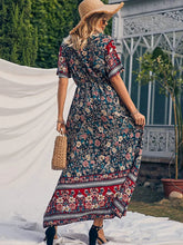 Load image into Gallery viewer, Wild Floral Print ,Short Sleeve Maxi Dress ,Rayon Boho Dress