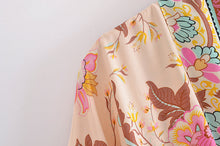 Load image into Gallery viewer, Peacock Floral Print,Short Kimono , Boho Cover-ups