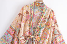 Load image into Gallery viewer, Peacock Floral Print,Short Kimono , Boho Cover-ups