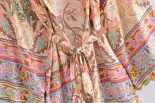 Load image into Gallery viewer, Peacock Floral Print ,Boho Kimono,bohemian Short Robe Kimono