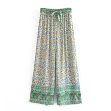 Load image into Gallery viewer, Boho Sets,Long Pants and Tops,Green Floral Print