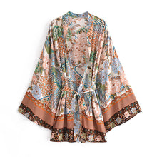 Load image into Gallery viewer, Peacock Floral Print , Bohemian Kimono,Boho Robe Kimono