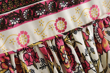 Load image into Gallery viewer, Multi Floral Print ,tie Neck ,Boho Maxi Dresses