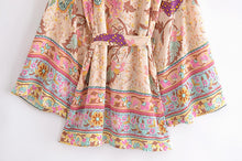Load image into Gallery viewer, Peacock Floral Print ,bohemian Kimono,Boho Short Robe