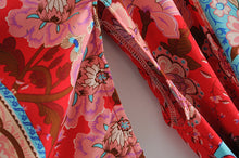 Load image into Gallery viewer, Peacock Red Print,Boho Kimono, Bikini Cover-ups