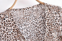 Load image into Gallery viewer, Leopard Floral Print ,Bohemian Mini Dress,Boho Dresses