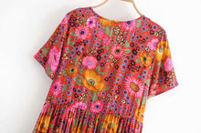 Load image into Gallery viewer, Red Floral Print,Bohemian Maxi Sundress,Boho Dress