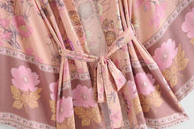 Load image into Gallery viewer, Boho Short Robe, Kimono Robe,Alisa Yellow Floral