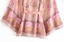 Load image into Gallery viewer, Boho Short Robe, Kimono Robe,Alisa Yellow Floral