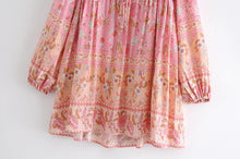 Load image into Gallery viewer, Tie Neck Floral Print ,mini Dress,Boho Dress
