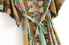 Load image into Gallery viewer, Boho Kimono ,Bikini Cover-Ups,Green Peacock Print